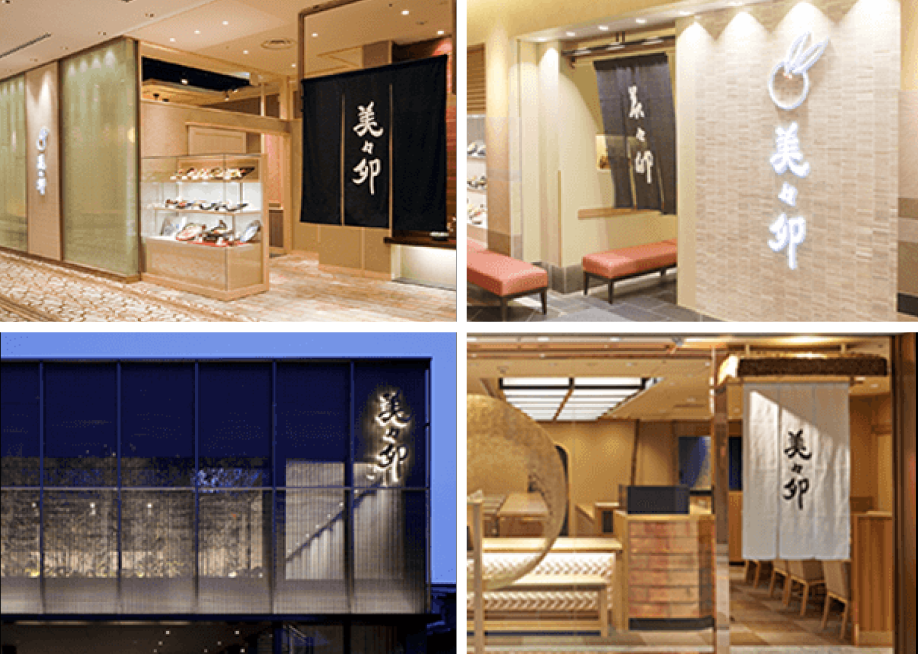 左上：なんば店 / 右上：あべのハルカスダイニング店/ 左下：名古屋みどり店 / 右下：新大阪リニューアル店